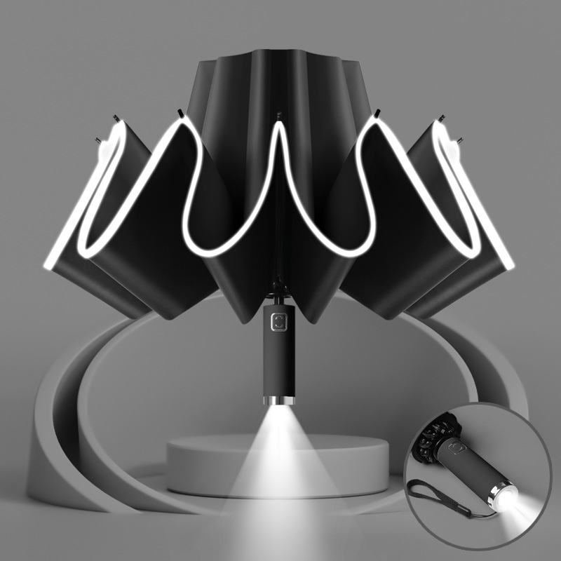 Umbrella with LED Flashlight and Lighted Rim. - Image 6
