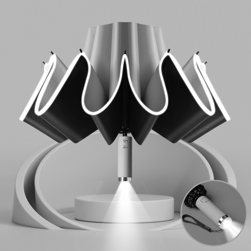 Umbrella with LED Flashlight and Lighted Rim. - Image 7