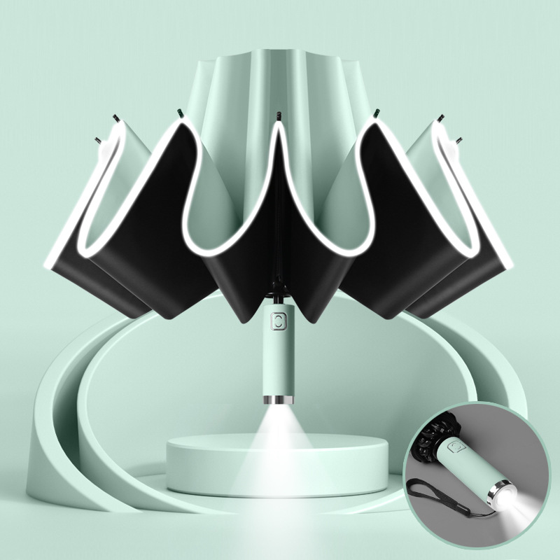 Umbrella with LED Flashlight and Lighted Rim. - Image 3