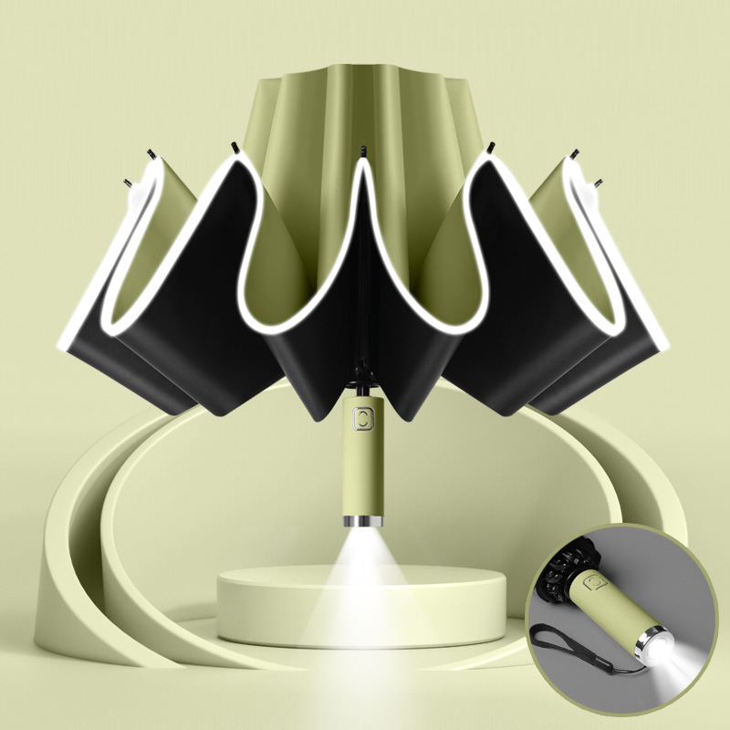 Umbrella with LED Flashlight and Lighted Rim. - Image 2