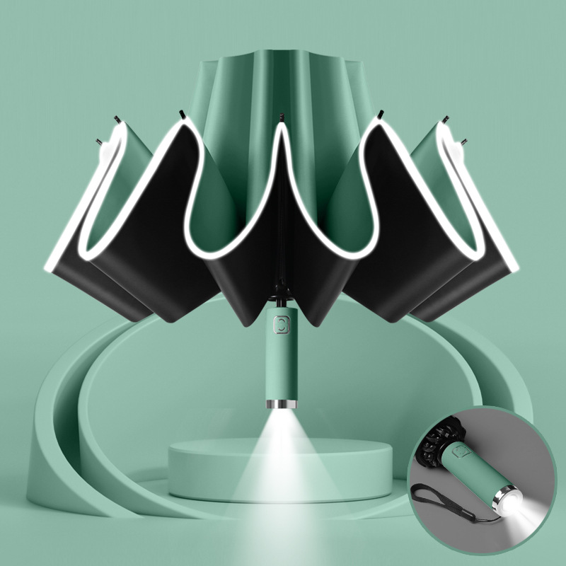 Umbrella with LED Flashlight and Lighted Rim. - Image 4